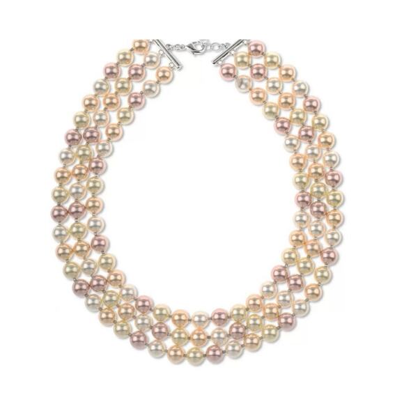 Charter Club Silver Tone Imitation Pearl Multi-Strand Necklace NWT - Picture 1 of 9